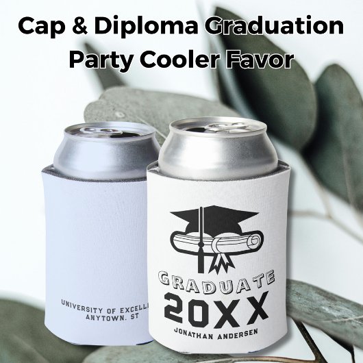 Cap & Diploma Graduation Party Cooler Gefallen Dosenkühler