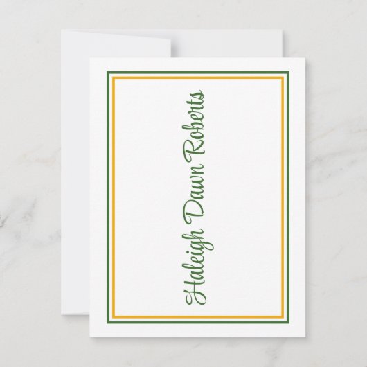 Cap & Diploma, Green & Gold Abschluss Einladung (Rückseite)