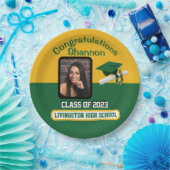 Cap & Diploma, Green & Gold Abschluss Pappteller (Party)