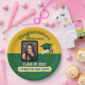 Cap & Diploma, Green & Gold Abschluss Pappteller (Party)