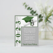 Cap & Diploma, Green & Grey Abschluss Einladung (Stehend Vorderseite)