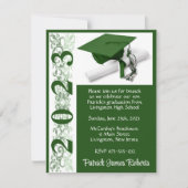 Cap & Diploma, grüner Abschluss Einladung (Vorderseite)