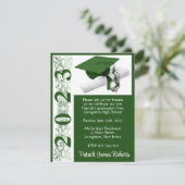 Cap & Diploma, grüner Abschluss Einladung (Stehend Vorderseite)