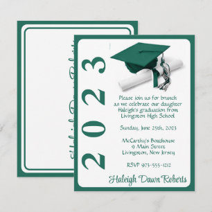 Cap & Diploma, Hunter Green & White Abschluss Einladung