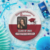 Cap & Diploma, Kardinal Red & White Abschluss Pappteller (Party)