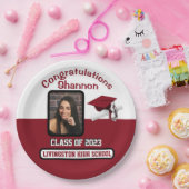Cap & Diploma, Kardinal Red & White Abschluss Pappteller (Party)