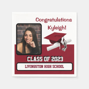 Cap & Diploma, Kardinal Red & White Abschluss Serviette