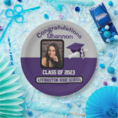 Cap & Diploma, Lila & grau Abschluss Pappteller (Party)