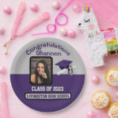 Cap & Diploma, Lila & grau Abschluss Pappteller (Party)
