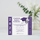 Cap & Diploma, Lila und weißer Abschluss Einladung (Stehend Vorderseite)