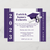 Cap & Diploma, Lila und weißer Abschluss Einladung (Vorne/Hinten)