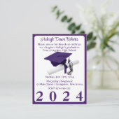 Cap & Diploma Lila & White Graduation Party Einladung (Stehend Vorderseite)