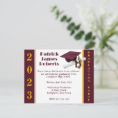 Cap & Diploma, Maroon & Gold Abschluss Einladung (Stehend Vorderseite)