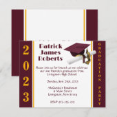 Cap & Diploma, Maroon & Gold Abschluss Einladung (Vorne/Hinten)