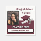 Cap & Diploma, Maroon & White Abschluss Serviette (Vorderseite)