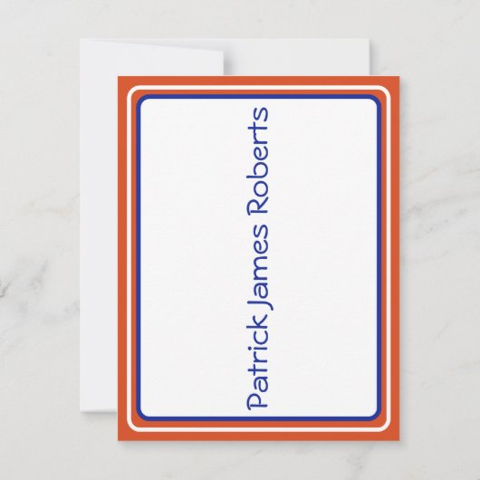 Cap & Diploma, Orange & Royal Blue Abschluss Einladung (Rückseite)