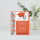 Cap & Diploma, Orangefarbener Abschluss Einladung (Stehend Vorderseite)