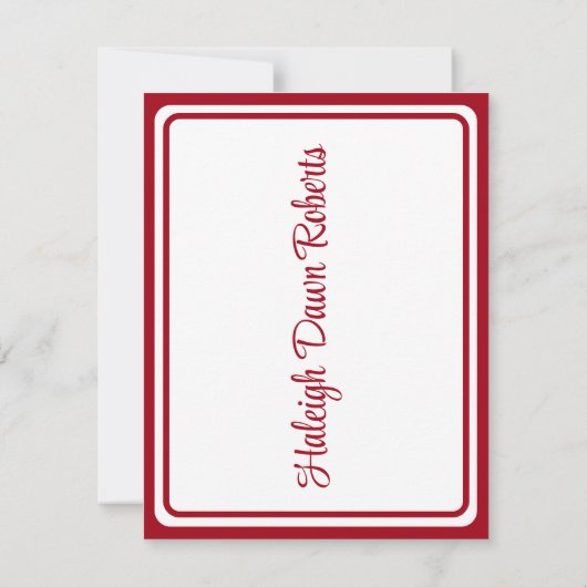 Cap & Diploma, Roter Abschluss Einladung (Rückseite)