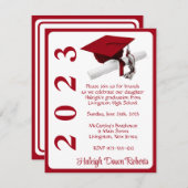 Cap & Diploma, Roter Abschluss Einladung (Vorne/Hinten)