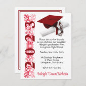 Cap & Diploma, Roter Abschluss Einladung (Vorne/Hinten)