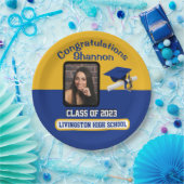 Cap & Diploma, Royal Blue & Gold Abschluss Pappteller (Party)