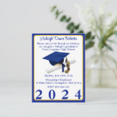 Cap & Diploma Royal Blue & Gold Graduation Party Einladung (Stehend Vorderseite)