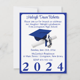 Cap & Diploma Royal Blue Graduation Party Einladung