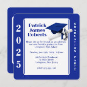 Cap & Diploma, Royal Blue Rounded Abschluss Einladung (Vorne/Hinten)