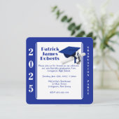 Cap & Diploma, Royal Blue Rounded Abschluss Einladung (Stehend Vorderseite)