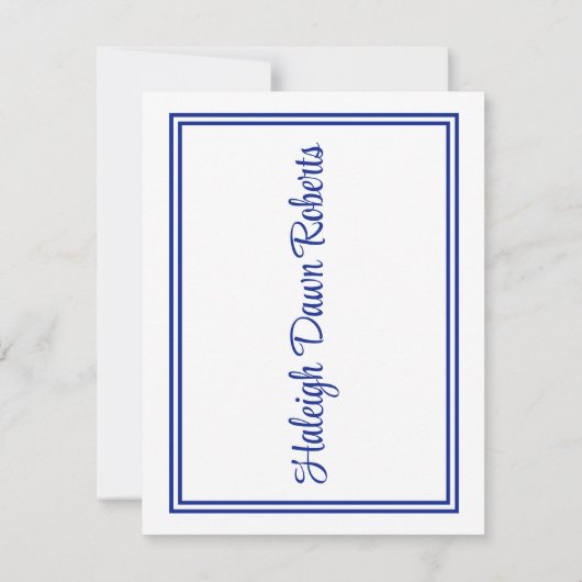 Cap & Diploma, Royal Blue & White Abschluss Einladung (Rückseite)