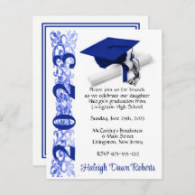 Cap & Diploma, Royal Blue & White Abschluss