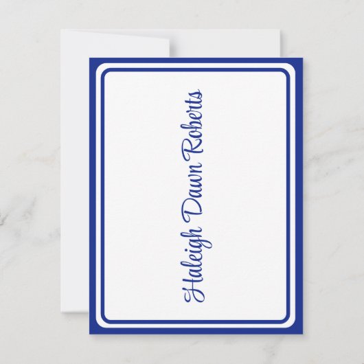 Cap & Diploma, Royal Blue & White Abschluss Einladung (Rückseite)