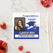 Cap & Diploma, Royal Blue & White Abschluss Serviette (Beispiel)