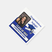 Cap & Diploma, Royal Blue & White Abschluss Serviette (Ecke)