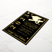 Cap, Diploma, Stars Black & Gold Abschluss Folieneinladung (Gedreht)