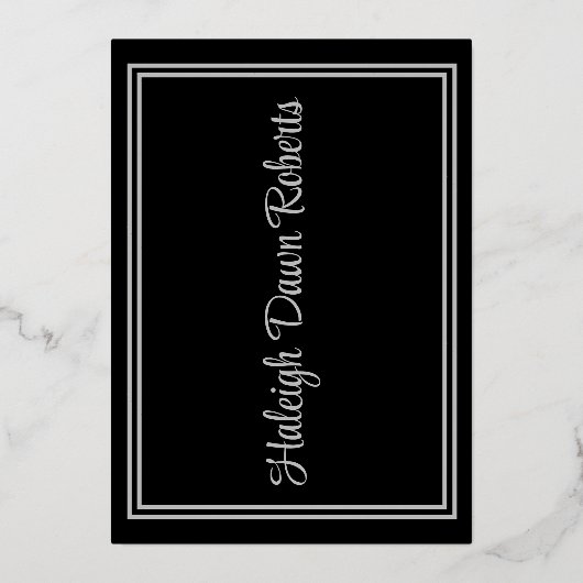 Cap, Diploma, & Stars, Black & Silver Abschluss F Folieneinladung (Rückseite)