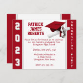 Cap & Diploma Varsity Red & Grau Abschluss Einladung (Vorne/Hinten)