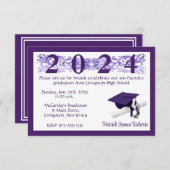 Cap & Diploma, weißer und Lila Abschluss Einladung (Vorne/Hinten)