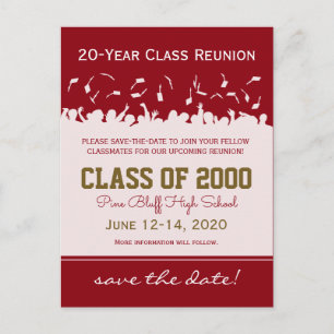 Cap & Gown Class Wiedersehen Rett-the-Date Postcar Ankündigungspostkarte