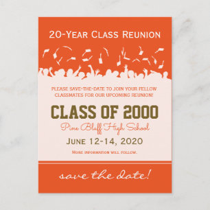 Cap & Gown Class Wiedersehen Rett-the-Date Postcar Ankündigungspostkarte