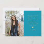 Cap. Gown. Done. Multi Photo Aqua Blue Graduation Ankündigung (Rückseite)