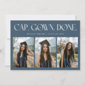 Cap. Gown. Done. Multi Photo Navy Blue Graduation Ankündigung (Vorderseite)