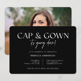 Cap Gown Es geht den modernen schwarzen Abschluss  Einladung