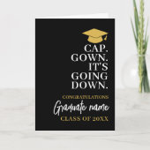 Cap Gown Es geht nach unten - Name Moderner Abschl Karte (Vorderseite)