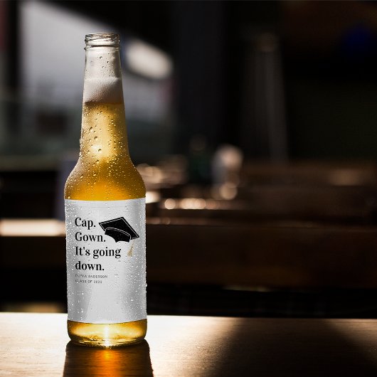 Cap Gown Es geht zur Absolventen-Party Bierflaschenetikett