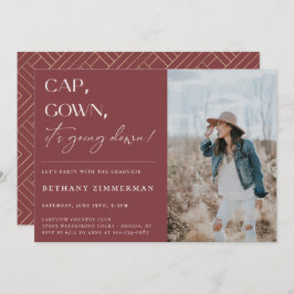 Cap Gown Es geht zur Absolventen-Party Einladung