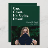 Cap Gown - Grüner moderner Abschluss Ankündigung (Vorne/Hinten)