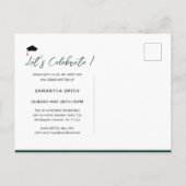 Cap Gown - Grüner moderner Abschluss Einladungspostkarte (Rückseite)