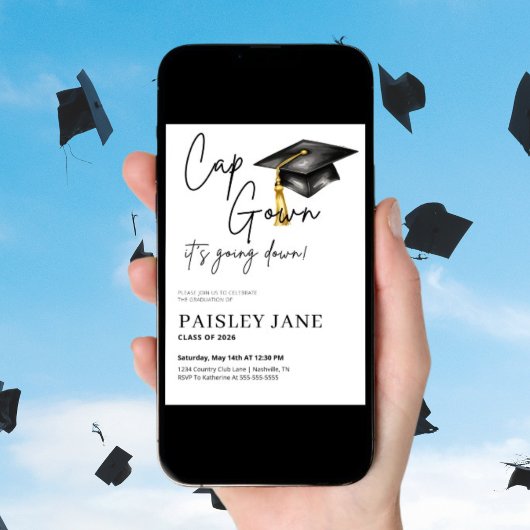 Cap Gown Its Going Down Graduation Party Einladung