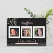 Cap + Gown + Wirbel Abschluss Einladung /Foto (Stehend Vorderseite)